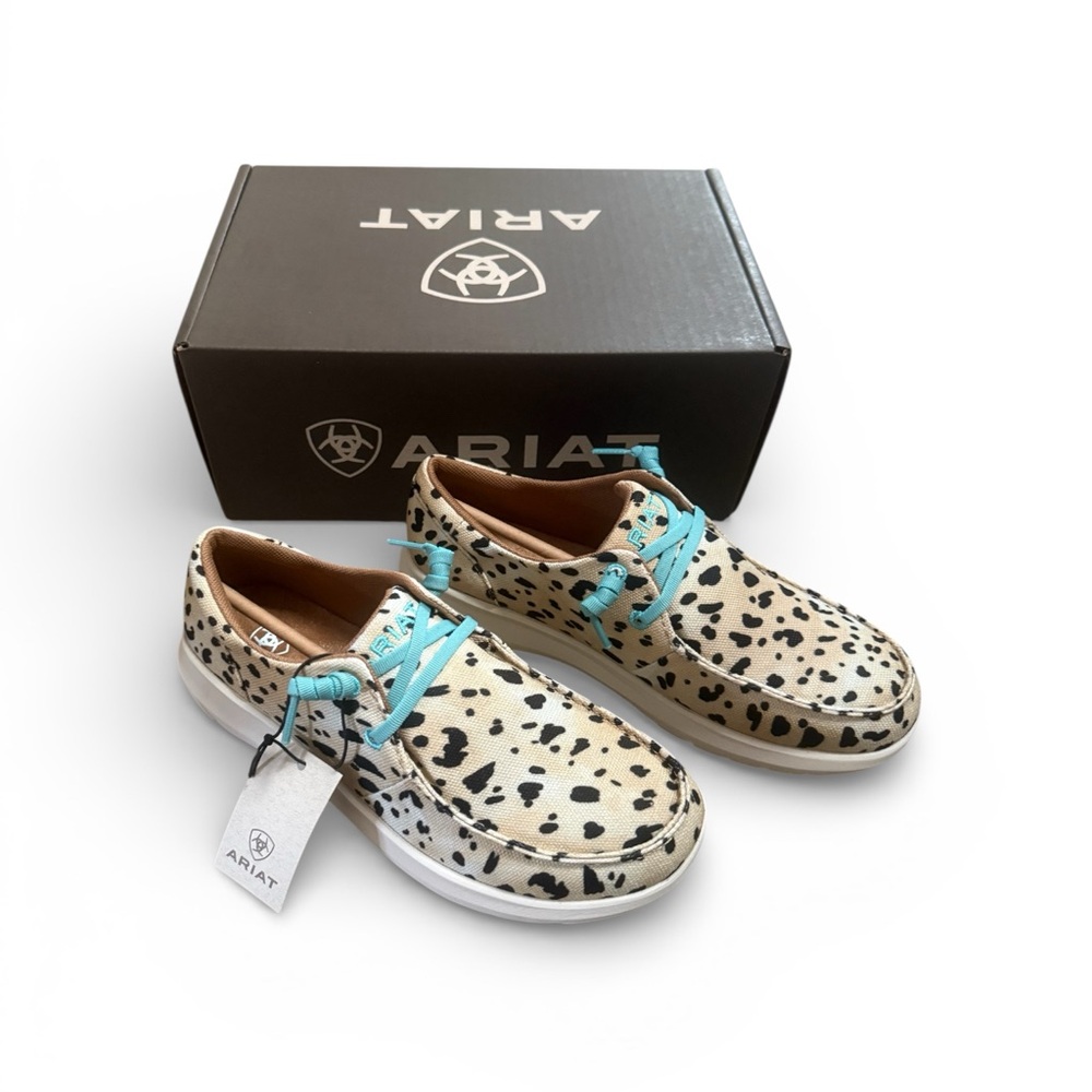 Ariat Spotted Sneakers with Turquoise Accents Washed Animal Print Slip Ons